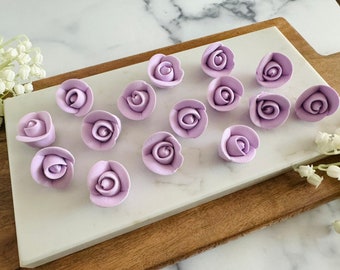 LAVENDEL ROSES Royal Icing Dekorationen (Klein 1 - Zoll Größe) - 12 oder 24 Stück Cupcake / Kuchen Topper