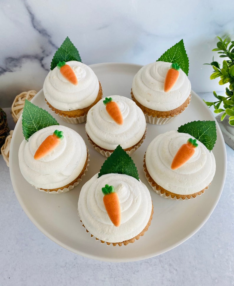 CARROTS Edible Sugar Decorations 12 or 24 Pieces Cupcake or Cake Toppers for Easter, Birthdays or Spring Themed Party Decorations image 3