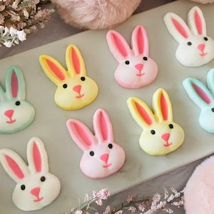 EASTER BUNNY Edible Sugar Decorations - 12 Pieces Cupcake or Cake Toppers