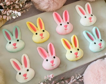 EASTER BUNNY Edible Sugar Decorations - 12 Pieces Cupcake or Cake Toppers