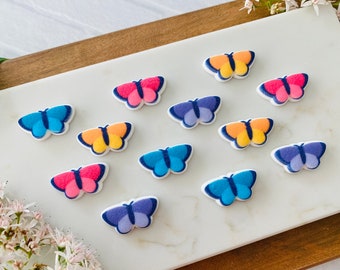 SPRING BUTTERFLY ASSORTMENT Edible Sugar Decorations - 12 or 24 Pieces Cupcake or Cake Toppers