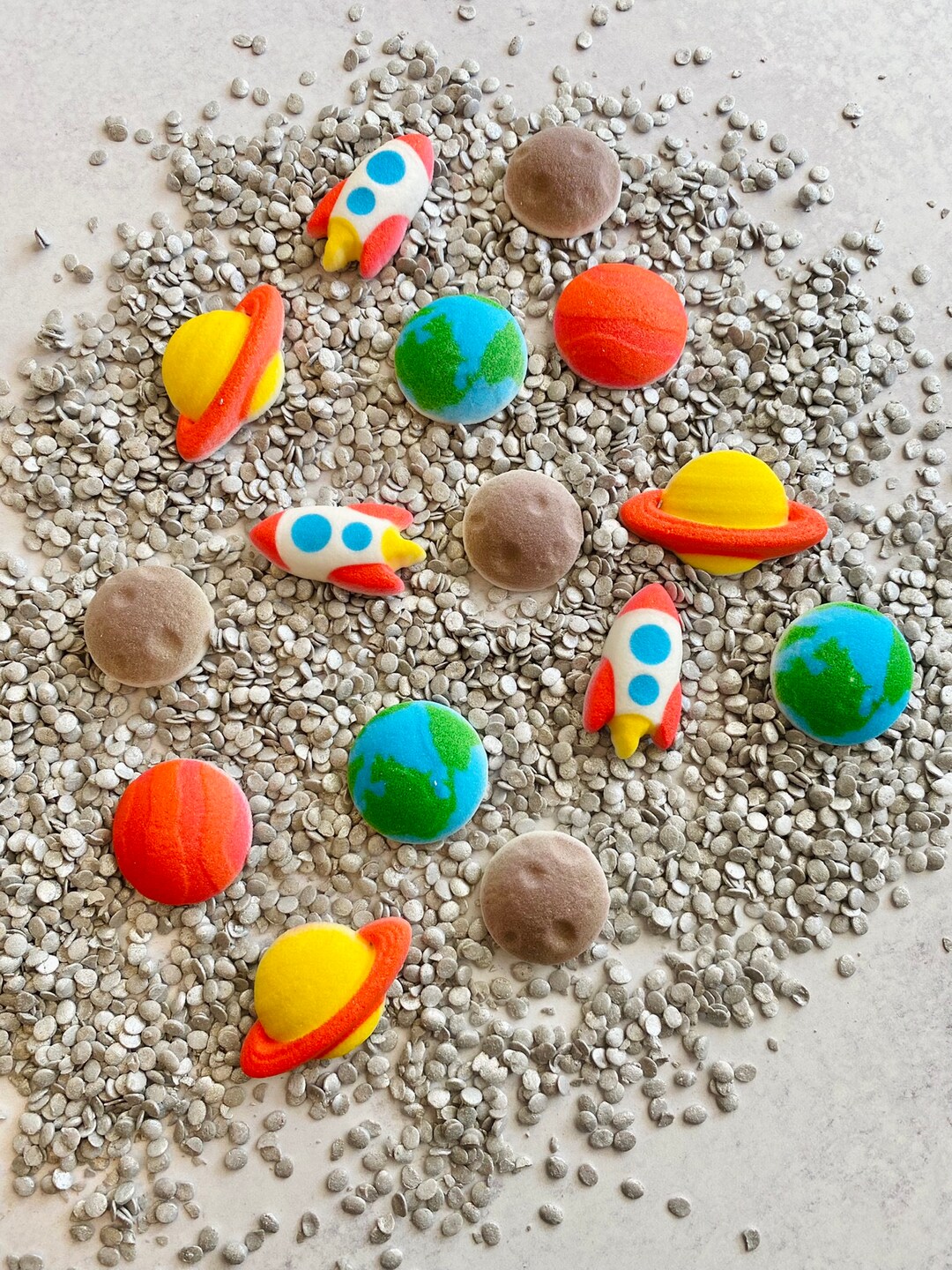 OUTER SPACE Edible Sugar Planets (20 Pieces) Cupcake or Cake Toppers by ...