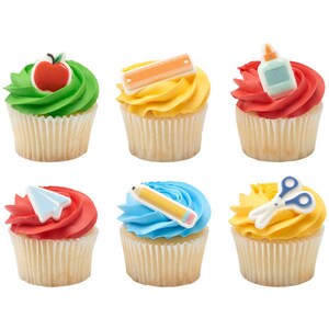 SCHOOL ESSENTIALS Back to School - Edible Sugar Decorations - 12 Pieces ...