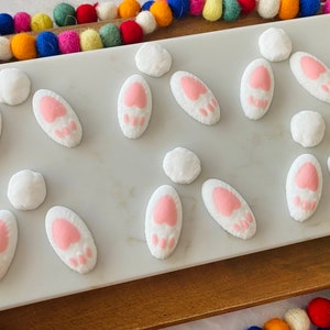 BUNNY TAILS and TOES / Feet Edible Sugar Decorations - Cupcake or Cake Toppers for Easter, Spring, Bunny-Themed Parties