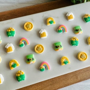 ST. PATRICK'S Day Mini Assortment - Edible Sugar Decorations - 24 Pieces  ( Leprechaun, Rainbow, Pot of Gold, Gold Coin, Horseshoe, Beer )