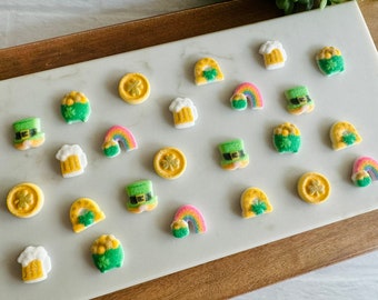 ST. PATRICK'S Day Mini Assortment - Edible Sugar Decorations - 24 Pieces  ( Leprechaun, Rainbow, Pot of Gold, Gold Coin, Horseshoe, Beer )