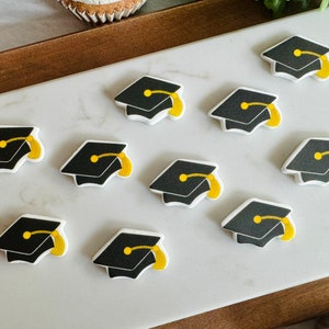 GRADUATION HAT Edible Sweet Decorations - 12 Pieces Cupcake or Cake Toppers for Graduation Parties