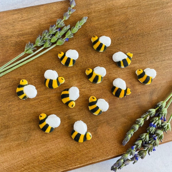 24 BUMBLE BEE EDIBLE Sugar Cupcake or Cake Toppers by DecoPac - Bee Decorations for Party Desserts, Birthdays, Spring Themed Party