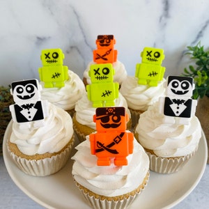 SCARYBOTS ROBOT HALLOWEEN Party Cupcake Topper Rings Assortment - 12 or 24 Pieces