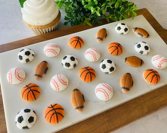 FOOTBALL, SOCCER, BASEBALL, Basketball Edible Sugar Cupcake or Cake Toppers by Lucks -  Sports Assortment Decorations