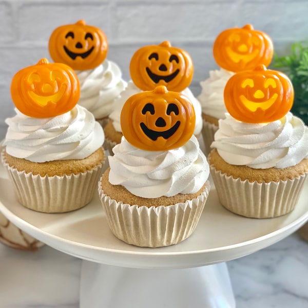 STACKED PUMPKIN HALLOWEEN Jack-o-Lantern Cupcake Topper Rings - 24 Pieces