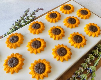 SUNFLOWER Edible Sugar Decorations - 12 Pieces for Cakes, Cupcakes, Cookies, etc. Perfect for Holiday, Summer or Spring Themed Parties