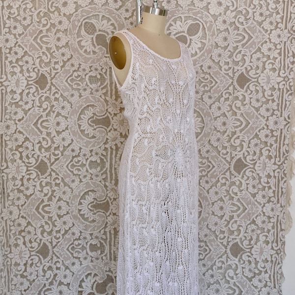 Ivory Crochet Lace Maxi Dress