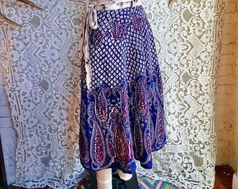 1970s India Cotton Wrap Skirt Bird Print Hippie Skirt - Etsy