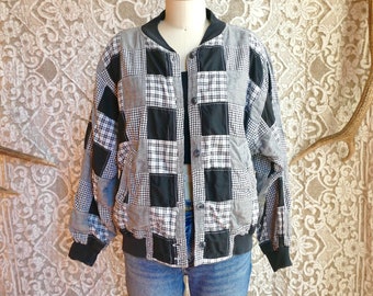 Patchwork Quilted Cotton Bomber Jacket