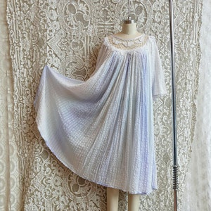 Butterfly Lace Blue Ombre Greek Gauze Cotton Dress As Is
