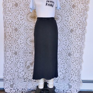 Rib Knit Black Cotton Skirt