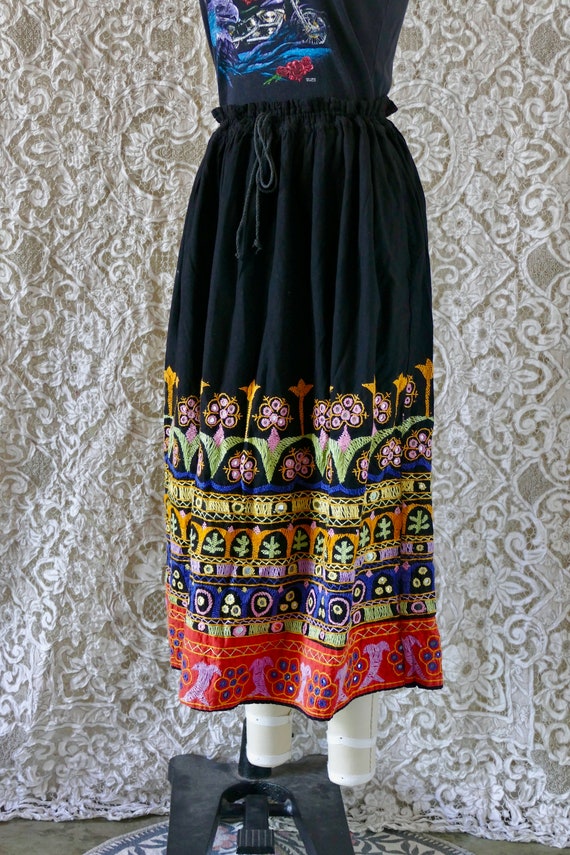Indian Mirrored Embroidered Midi Skirt - Gem