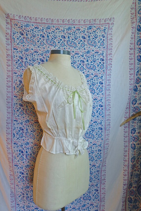 White Cotton and Lace Edwardian Button Camisole