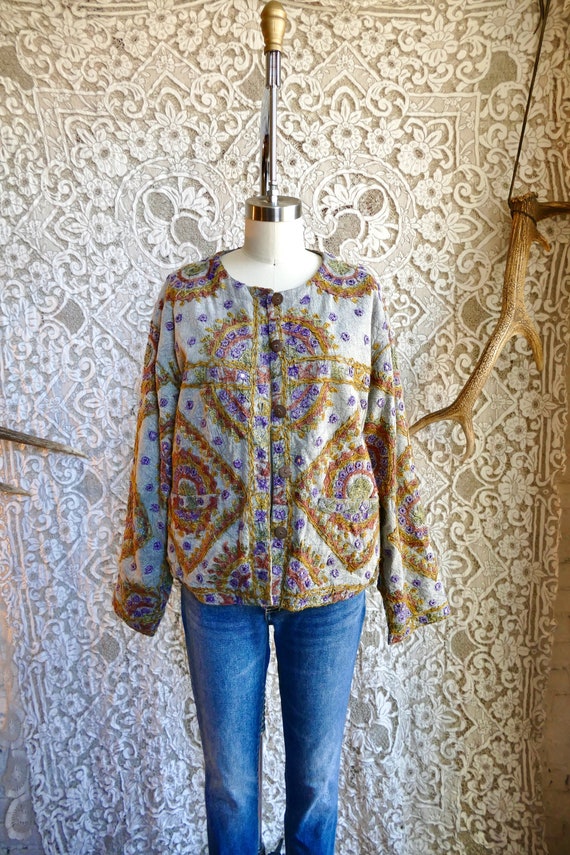 Mirror Embroidered Cropped Jacket