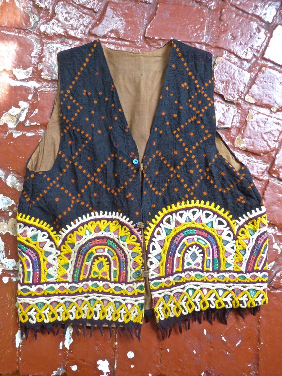 Indian Mirrored Embroidery and Wool Vest