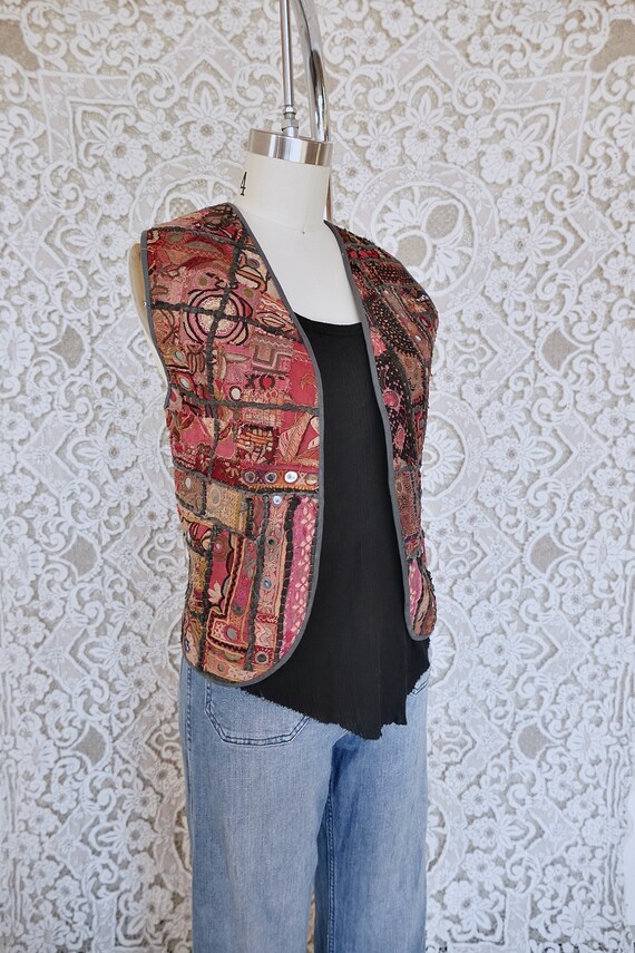 Vintage DKNY Indian Mirrored Embroidery Vest - image 3