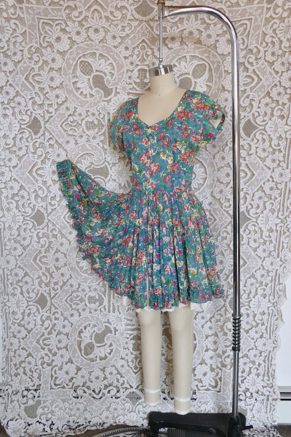 90's Floral Cotton Babydoll Mini Dress As Is