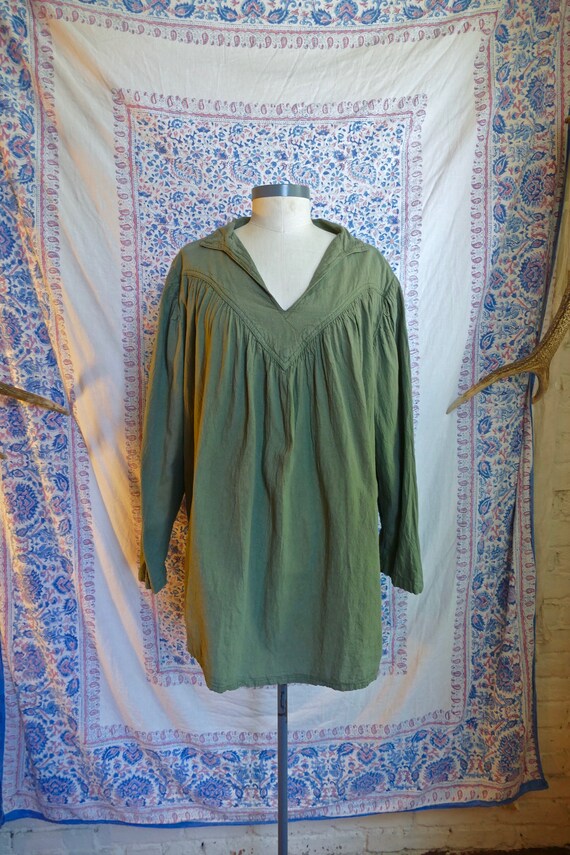 Olive Green Guatemalan Crinkle Cotton Tunic
