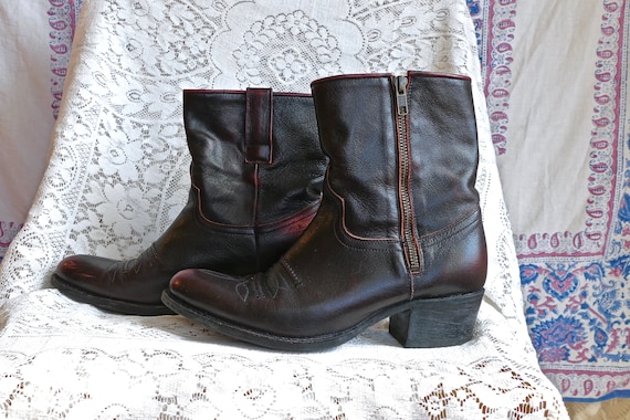 Oxblood Red Ankle Cowboy Boots Ladies size 8