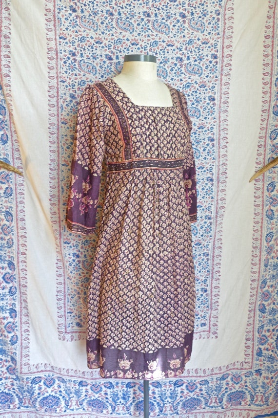 Indian Gauze Cotton Peasant Mini Dress