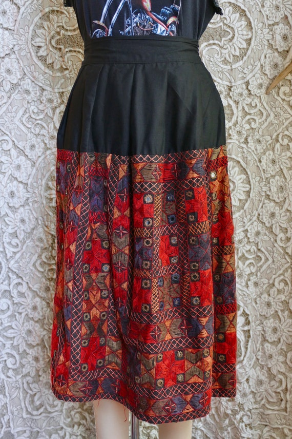 Indian Mirrored Embroidered Midi Skirt - image 7