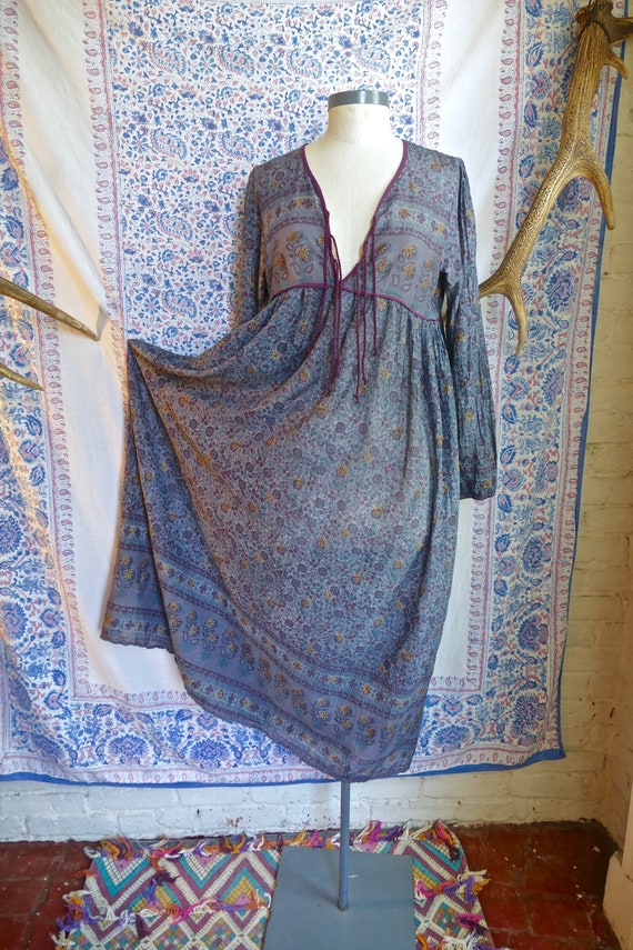 Over-dyed Indian Gauze Cotton Peasant Dress