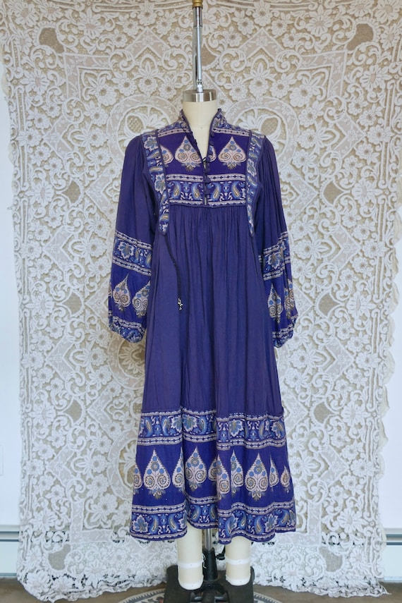 Blue Indian Cotton Peasant Dress - image 2