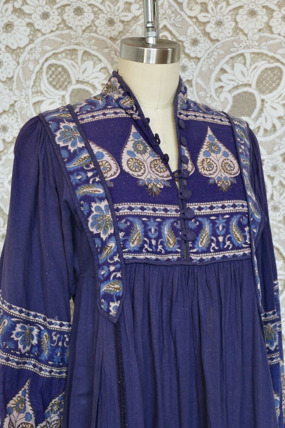 Blue Indian Cotton Peasant Dress - image 5