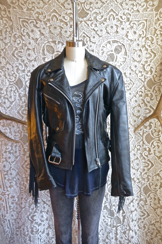Fringe Leather Biker Jacket
