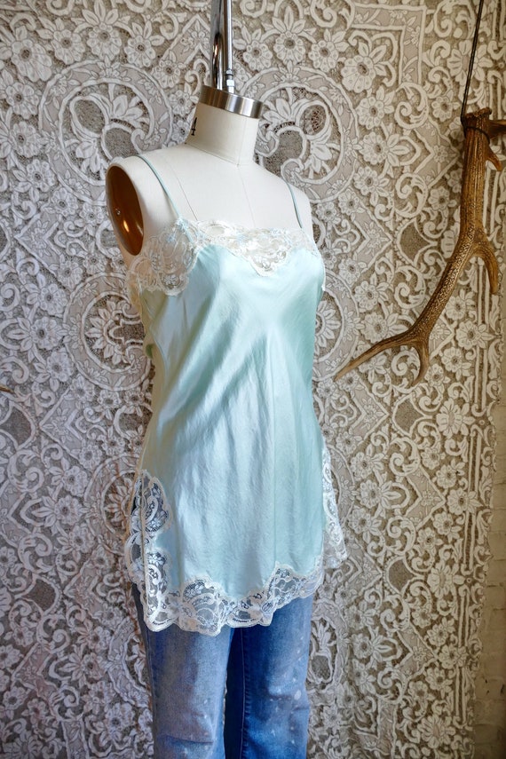 Sky Blue Silk Lace Chemise