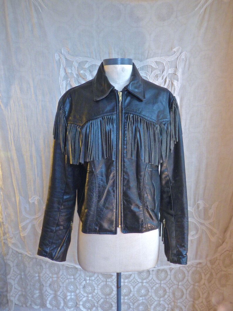 Western Fringe Leather Biker Jacket