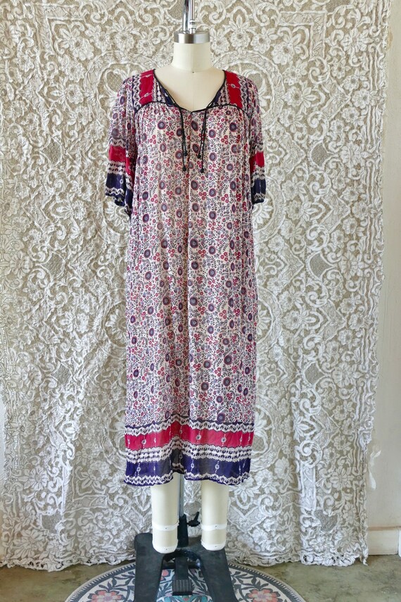 1970's Indian Gauze Cotton Dress - Gem