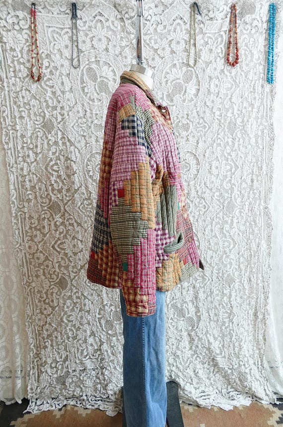 Multi Colored Patchwork Quilt Chore Coat - image 6