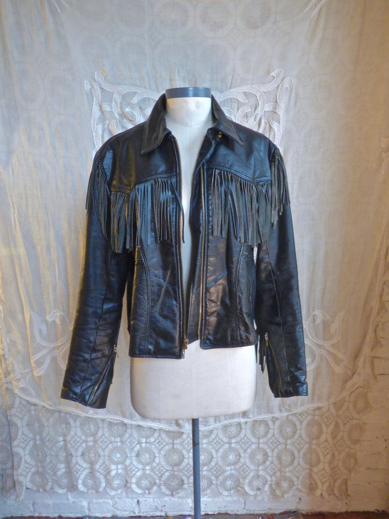 Western Fringe Leather Biker Jacket