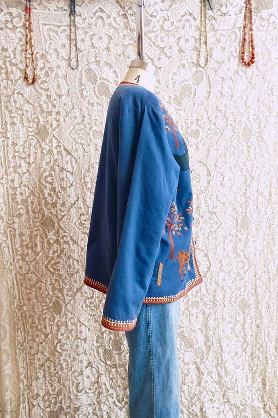 Blue Cotton Applique Horses Jacket - image 8