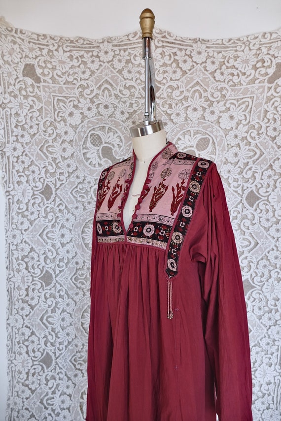 Red Indian Cotton Peasant Dress - image 4