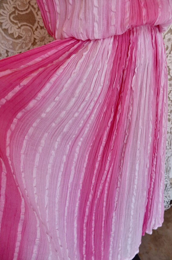 Vibrant Pink Ombre Cotton  Greek Gauze Cotton Dre… - image 7