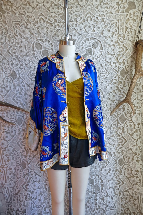 Antique Embroidered Silk Robe As Is