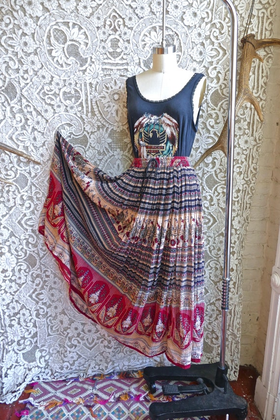 Red Indian Gauze Cotton Skirt