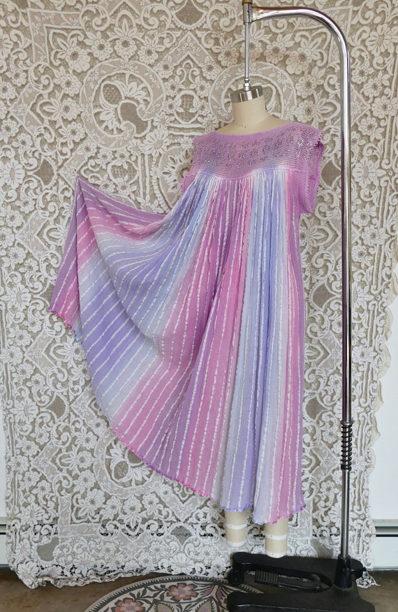 Pastel Rainbow Metallic Greek Gauze Cotton Dress