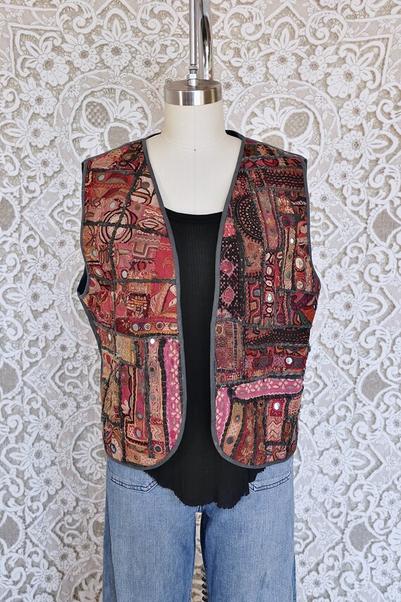 Vintage DKNY Indian Mirrored Embroidery Vest - image 5