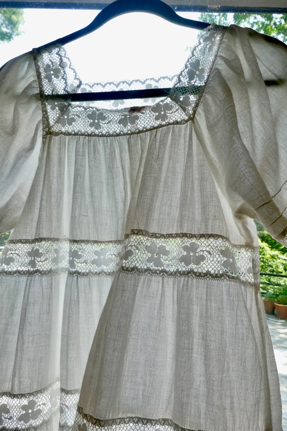 Vintage White Cotton and Crochet Lace Tiered Maxi… - image 8