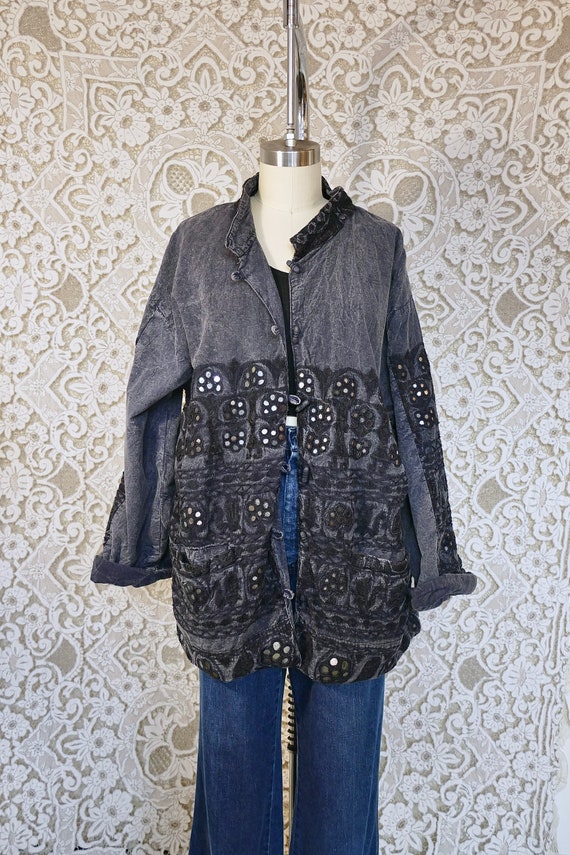 Mirror Embroidered Cotton Chore Jacket - image 1