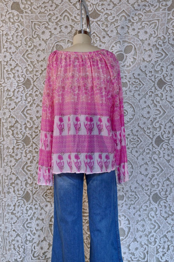 Pink Indian Gauze Cotton Blouse - image 7